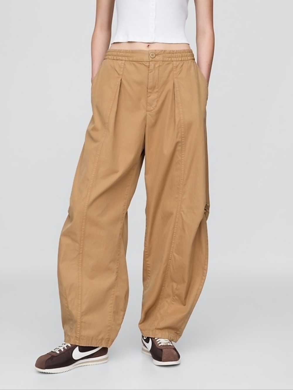 Gap Mid Rise Twill Barrel Pants Mojave Tan NWT MP - Picture 2 of 9